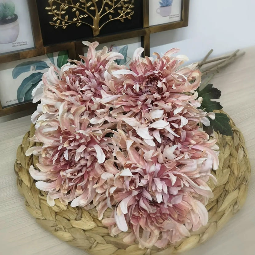 Искусственные цветы в Уфе | Цветок искусственный «Хризантема», персиково-розовая, одиночный