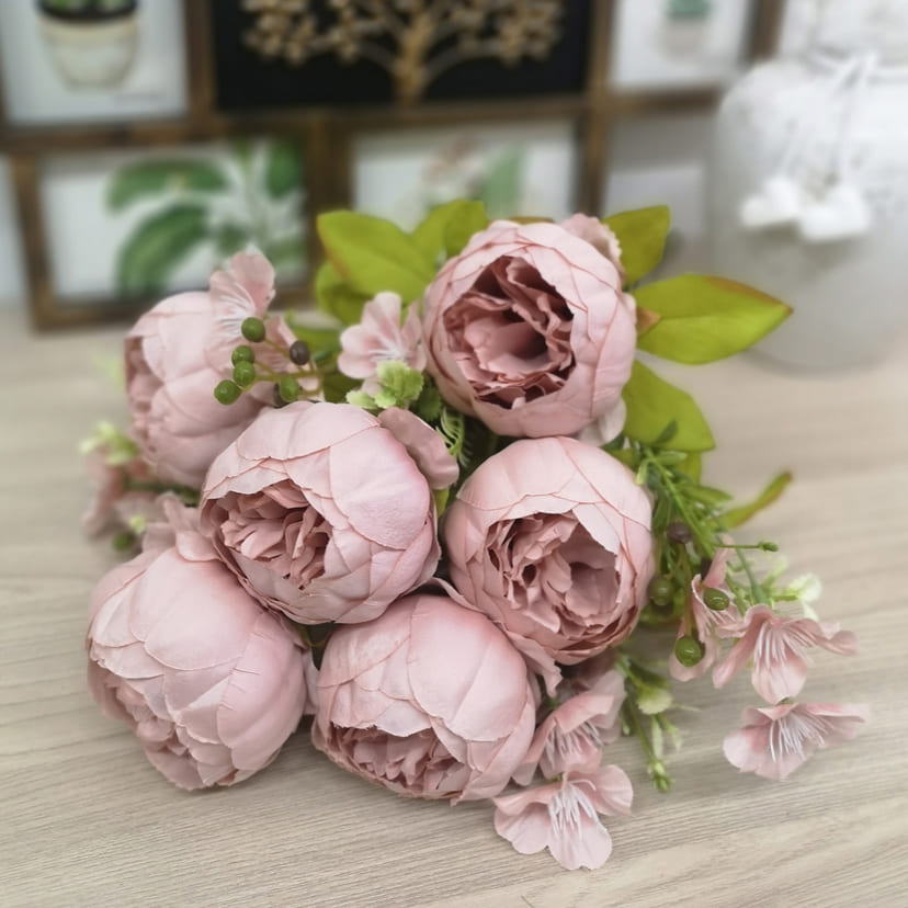 Искусственные цветы в Уфе | Цветы искусственные «Пионы», розовый, винтаж, букет