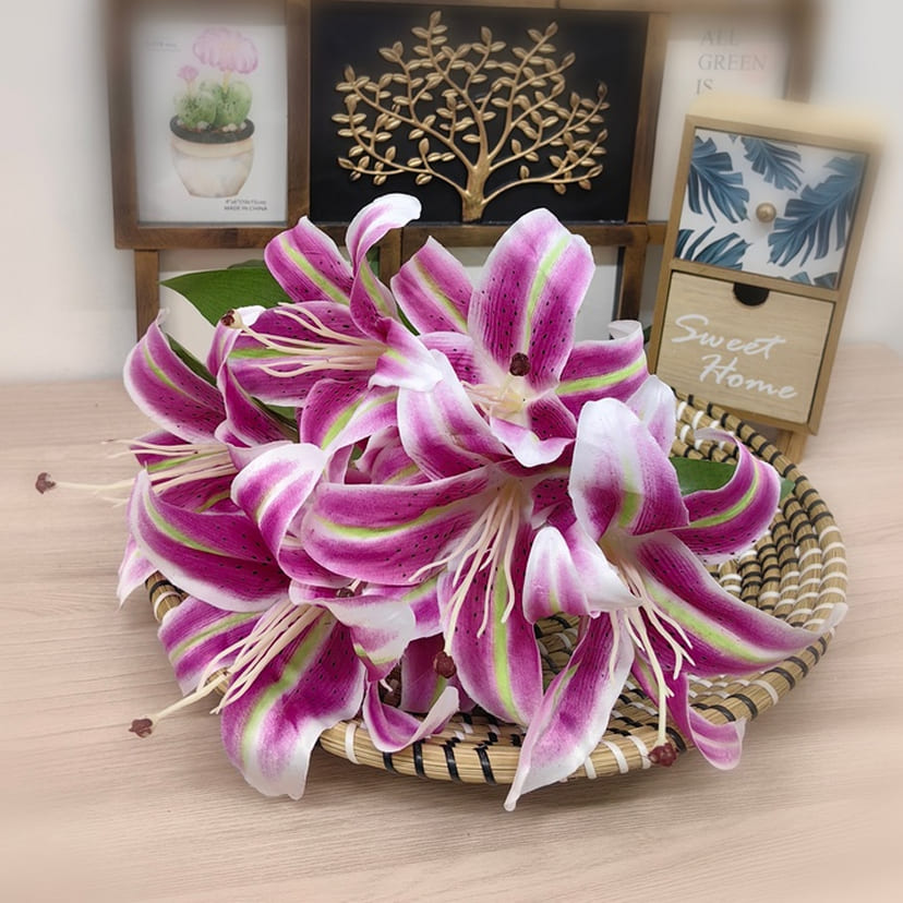Искусственные цветы в Уфе | Цветы искусственные «Лилии крупные», розово-сиреневые, букет