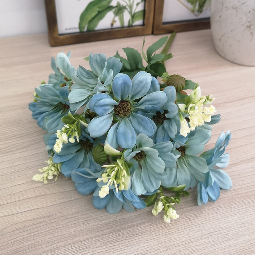 Искусственные цветы в Уфе | Цветы искусственные «Ромашки с бутонами», голубые, букет