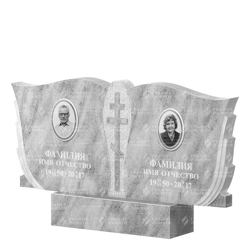 Памятники из мрамора в Уфе | Двойной мраморный памятник ФМ-136