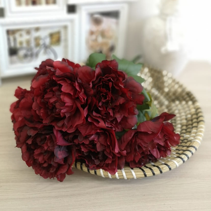 Искусственные цветы в Уфе | Цветы искусственные «Пионы», бордовые, букет