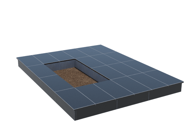 Площадки на могилу в Уфе | Площадка с вертикальной (15 см) облицовкой гранитом Габбро (под цветник)