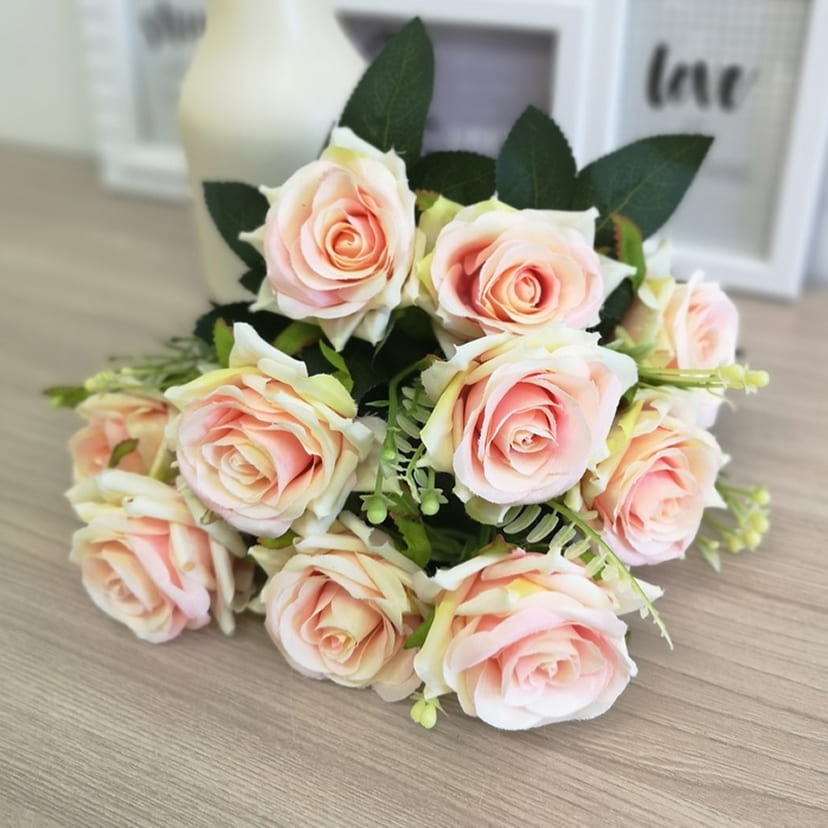 Искусственные цветы в Уфе | Цветы искусственные «Розы острые», розовато-молочные, букет