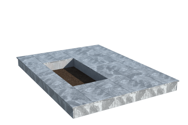 Площадки на могилу в Уфе | Площадка с вертикальной (15 см) мраморной облицовкой (под цветник)