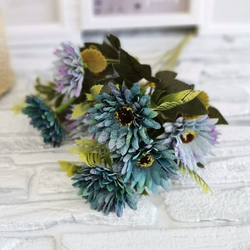 Искусственные цветы в Уфе | Цветы искусственные «Ромашки», фиолетово-голубые, букет