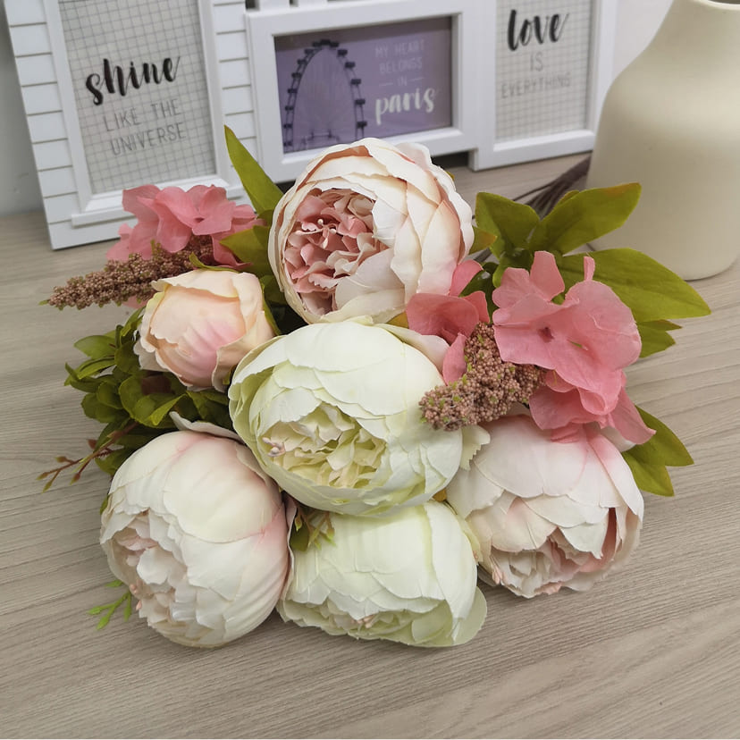 Искусственные цветы в Уфе | Цветы искусственные «Пионы», молочно-розовые, букет