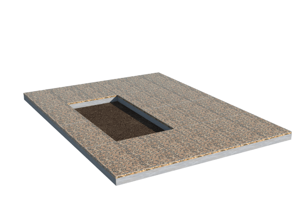 Площадки на могилу в Уфе | Площадка с облицовкой Южно-Султаевским гранитом (под цветник)