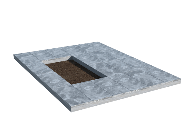 Площадки на могилу в Уфе | Площадка с мраморной облицовкой (под цветник)