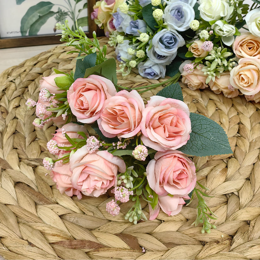 Искусственные цветы в Уфе | Цветы искусственные «Розы», нежно-розовые, букет