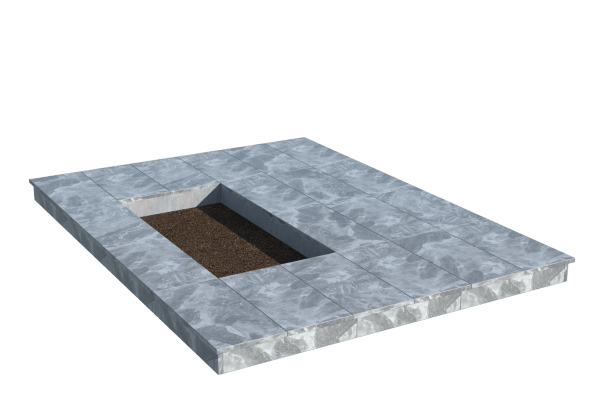 Площадки на могилу в Уфе | Площадка с вертикальной (10 см) мраморной облицовкой (под цветник)