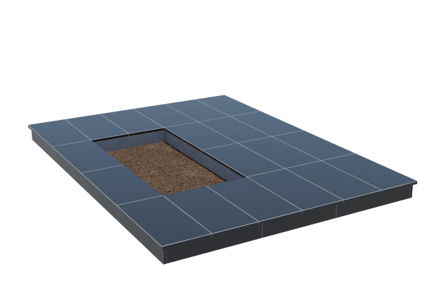 Площадки на могилу в Уфе | Площадка с вертикальной (10 см) облицовкой гранитом Габбро (под цветник)
