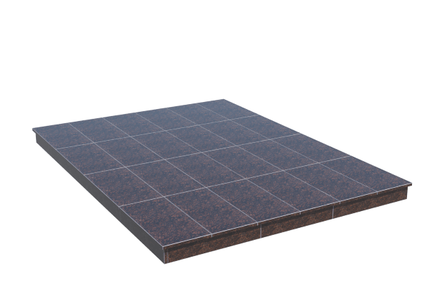 Площадки на могилу в Уфе | Площадка с вертикальной (10 см) облицовкой Дымовским гранитом